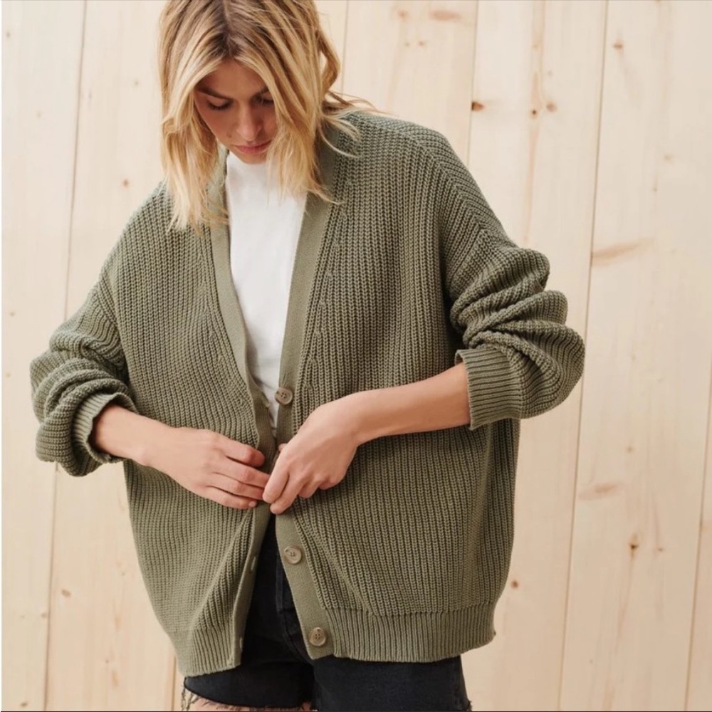 Jenni Kayne Cotton Cocoon Cardigan Sweater sage medium